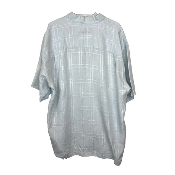 Tommy Bahama Shirt Mens Size XL 100% Linen Short Sleeve Pale Icy Blue - Picture 4 of 4